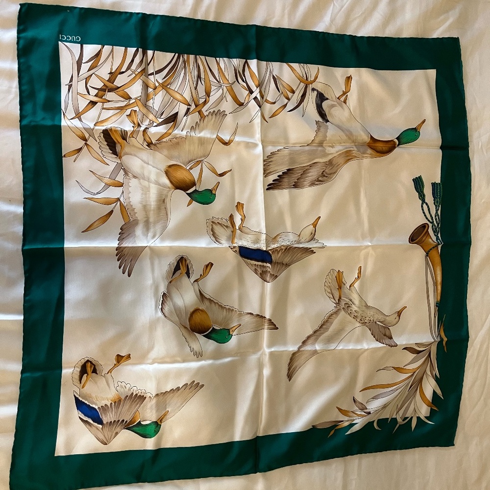 Vintage Gucci Silk Scarf Ducks